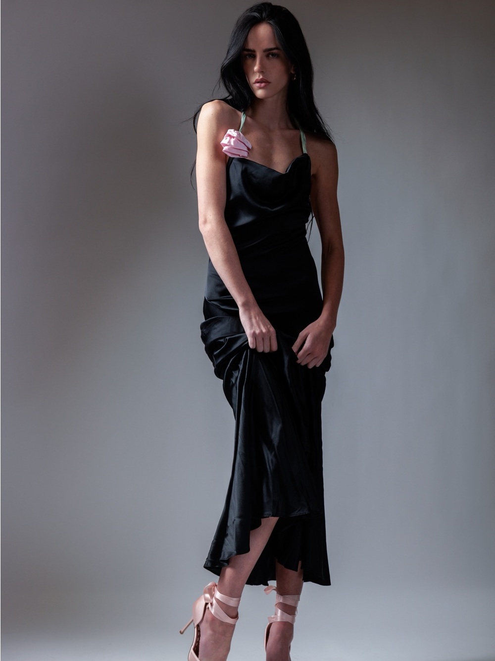 For Love and Lemons Brigette Silk Gown in Black Size Large